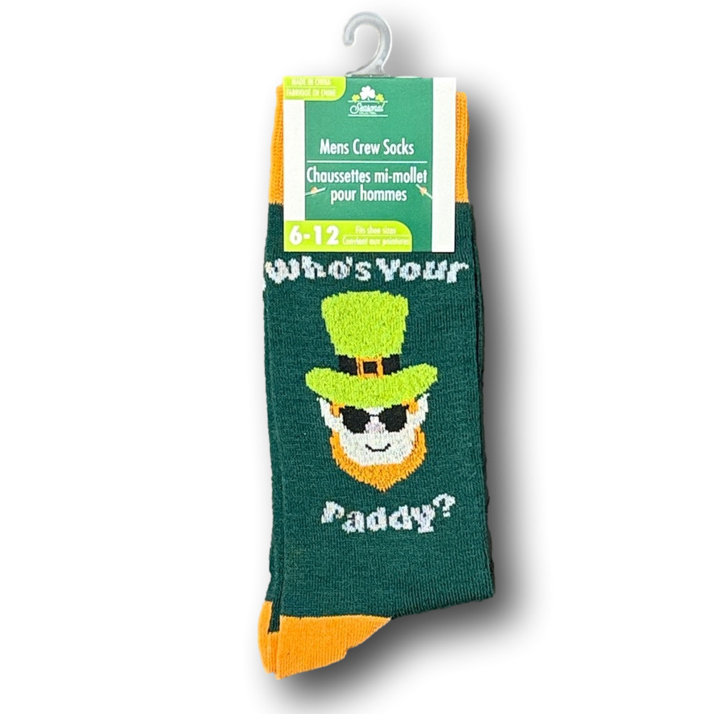 3/$18 "Who's Your Paddy" Irish St Patricks Day Funny Novelty Crew Socks - NWT
